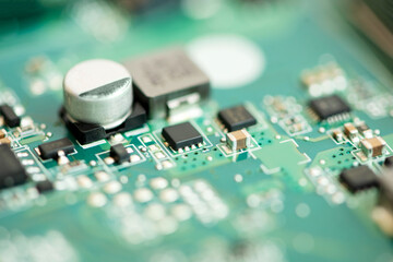 Close-up electronic circuit board.