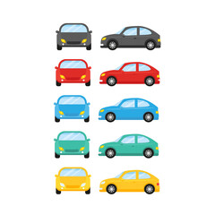 This is a collection of cars in a flat style. Illustration on white background.