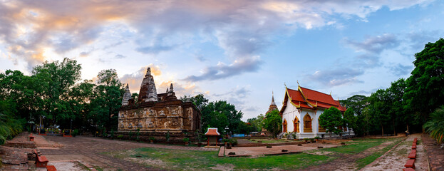 Panorama View In Wat Chet Yot, seven pagoda temple in Chiangmai