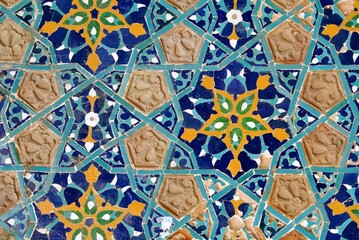 Star tile ornament on old sulphur bath in Abanotubani district, Tbilisi, Georgia. Name of the bath: Orbeliani also known as Fancy Coloured, 17th century