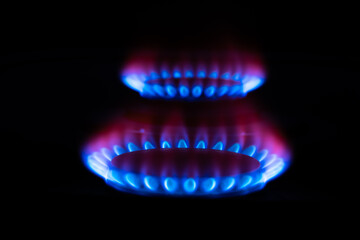 stove flame on dark background