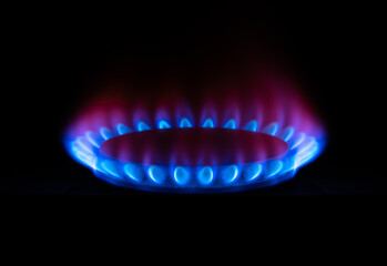 stove flame on dark background