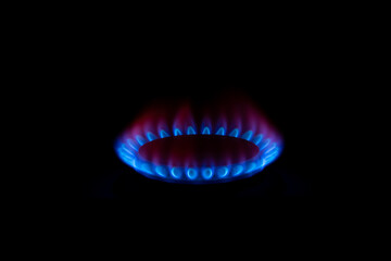 stove flame on dark background