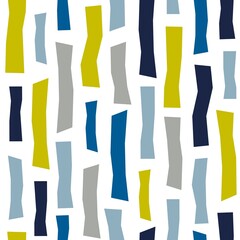 Seamless pattern of abstract doodle objects - stripes, rectangle. Paper cut modern contemporary style. Vector