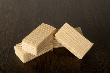 Close-up of wafers on table