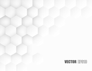 Abstract. Hexagon, honeycomb white Background. light and shadow. copy space. Vector.