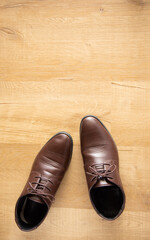 brown man leather shoe