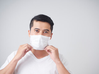 Young man in protective medical mask.