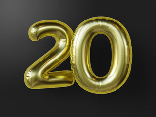 Golden balloon in shape of number 20