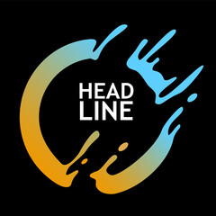 Gradient circle logo with abstract liquid splash distortion with flowing drops