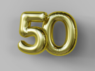 Golden balloon in shape of number 50