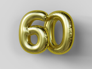 Golden balloon in shape of number 60