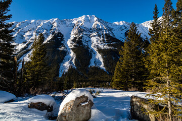 Snow covered Kananaskis Ranges. Peter Lougheed Provincial Park
