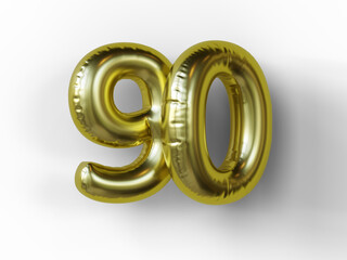 Golden balloon in shape of number 90