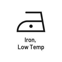 Laundry icon with text isolated on white background. Iron low temperature symbo sign. Washing sign.