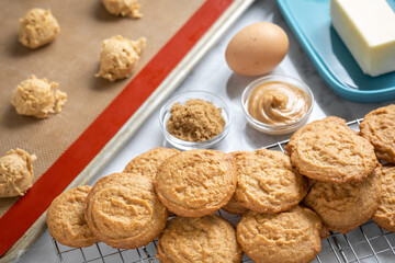Display of peanut butter cookie ingredients