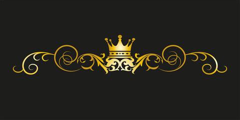 Golden Royal ornament on a black background vector illustration