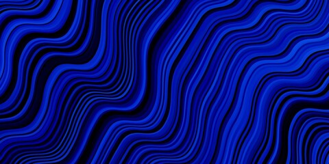 Dark BLUE vector background with curves. Colorful geometric sample with gradient curves.  Best design for your posters, banners.
