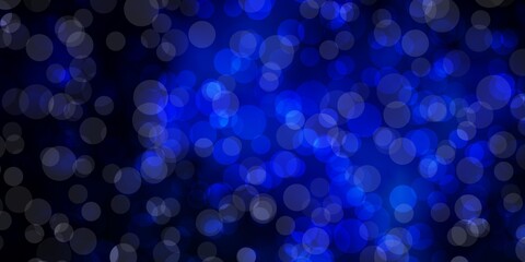 Dark BLUE vector background with bubbles. Modern abstract illustration with colorful circle shapes. Pattern for websites.