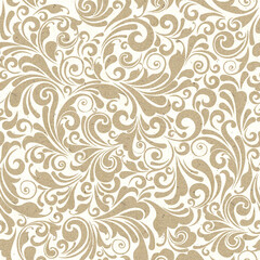 Seamless ornate baroque beige color pattern