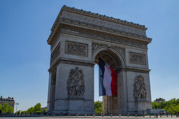 Fototapeta na wymiar Arc de Triomphe Architectural monument on Charles de Gaulle square