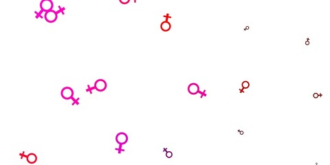 Light Purple, Pink vector texture with women's rights symbols.
