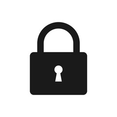 Flat padlock vector icon isolated on white background. Lock icon.