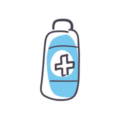 Cross inside bottle fill style icon vector design