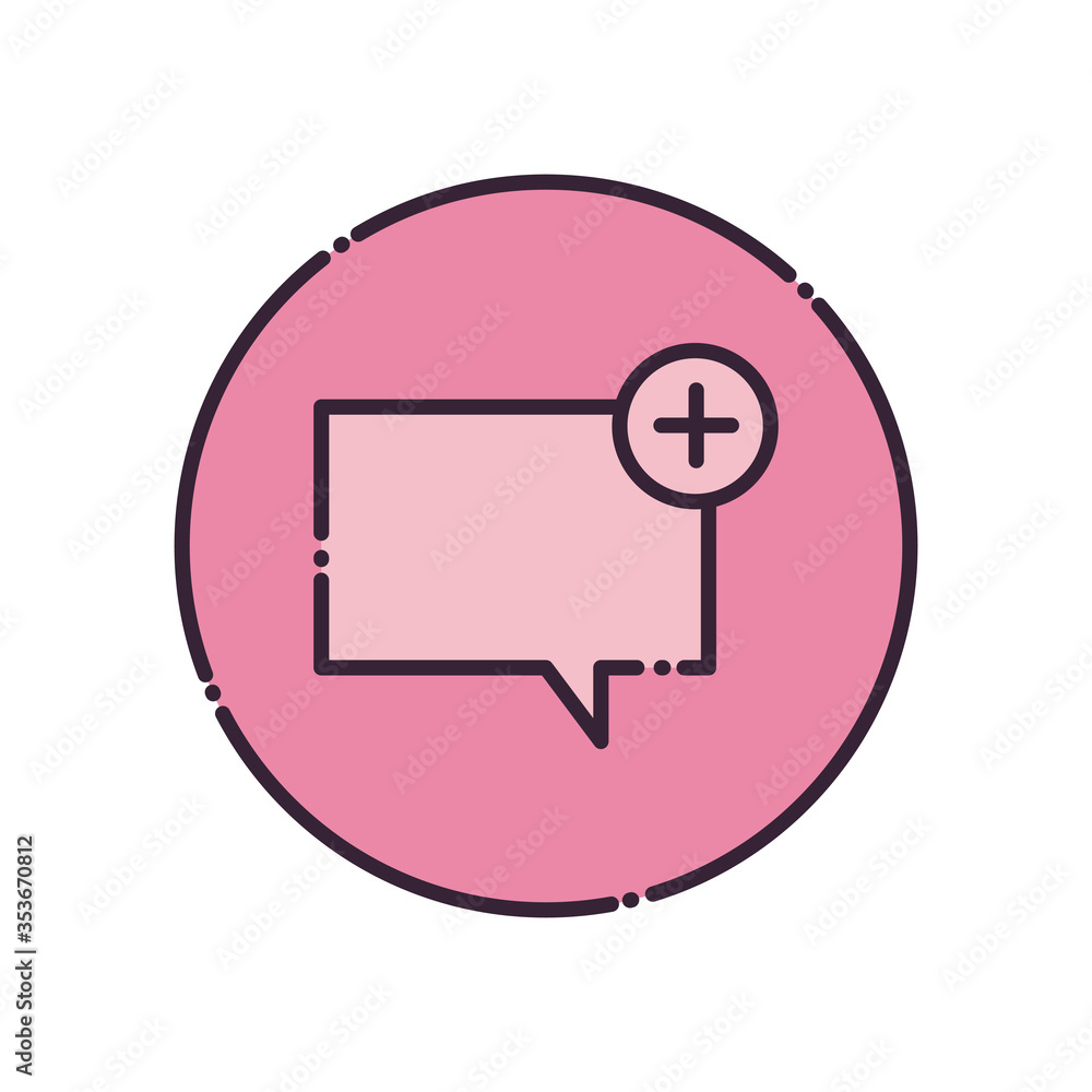 Poster communication bubble and plus fill style icon vector design