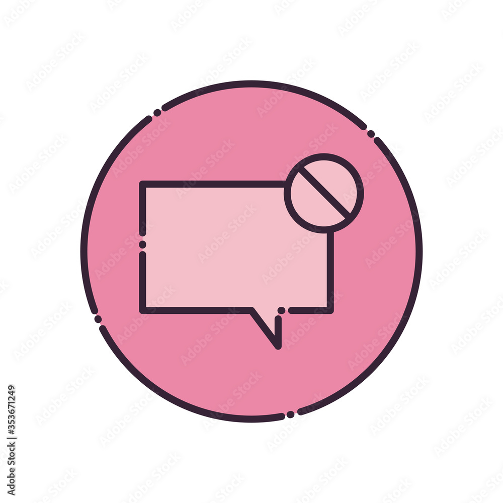 Poster communication bubble and forbidden fill style icon vector design