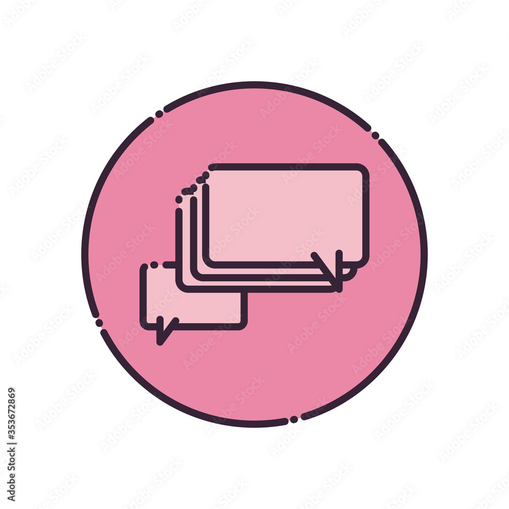 Poster rectangles communication bubbles fill style icon vector design