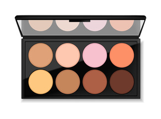Realistic eye shadow package, make up packaging palette, 3d cosmetics elegant design, vector