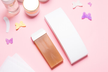 Depilatory wax catridge and paper sheets, hair removal wax tool set