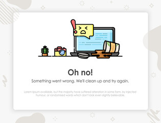 Error page. Page not found. Something went wrong. Template design for error message.