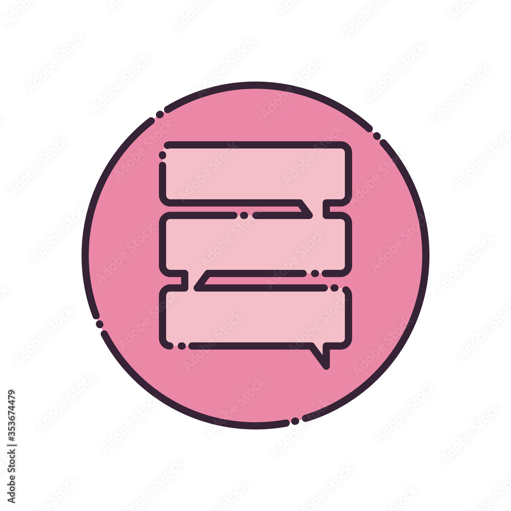 Poster rectangles communication bubbles fill style icon vector design