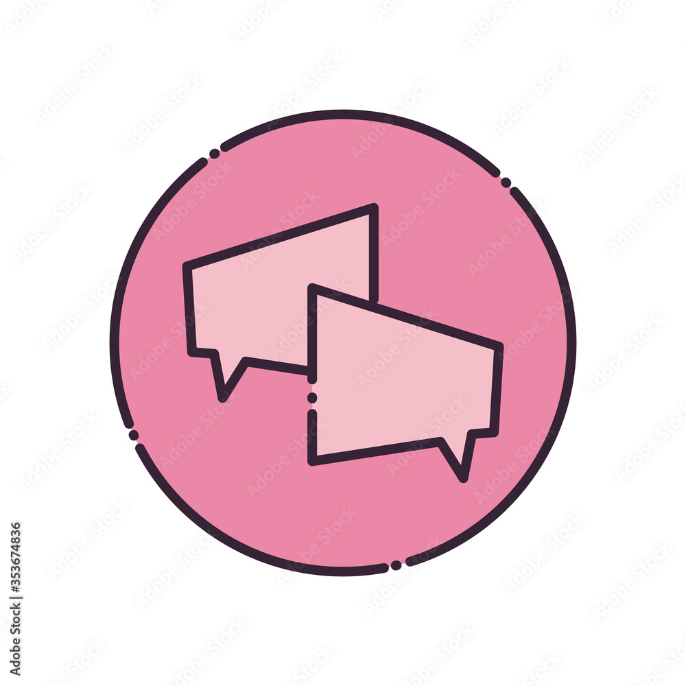 Poster rectangles communication bubbles fill style icon vector design