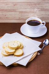 Crackers with coffee cup