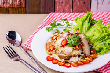 Grilled pork salad with lemon grass Thai food