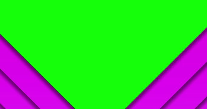  Vertical transition of pink purple arrows or triangle scrolling on green screen chroma key background. Drag effect edition. Geometric slide. 4k animation