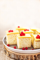 Cream cheese butter coffee-cake with lemon curd icing