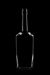 Silhouette of a bottle with a beautiful shape on a black background