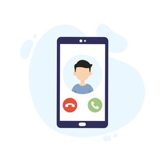 Phone call screen. Smartphone vector illustration.
