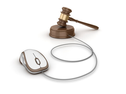 Legal Gavel with Computer Mouse