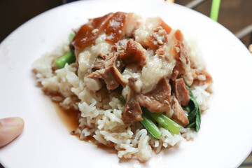 boiled pork, fresh ham on rice
