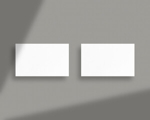 Blank white business cards mockups with shadow Overlays. Mockup of two horizontal business cards. Photo mockup with clipping path.