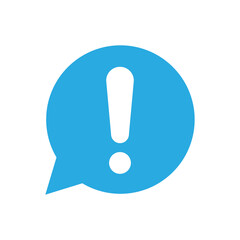 Blue exclamation mark icon. Hazard warning symbol.