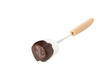 Marshmallow in chocolate isolated on white background