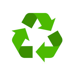 Green recycle sign. Green logo ecological concept vector illustration isolated on white background.