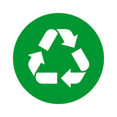 Fototapeta premium Green recycle sign. Green logo ecological concept vector illustration isolated on white background.