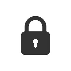 Flat padlock vector icon isolated on white background. Lock icon.